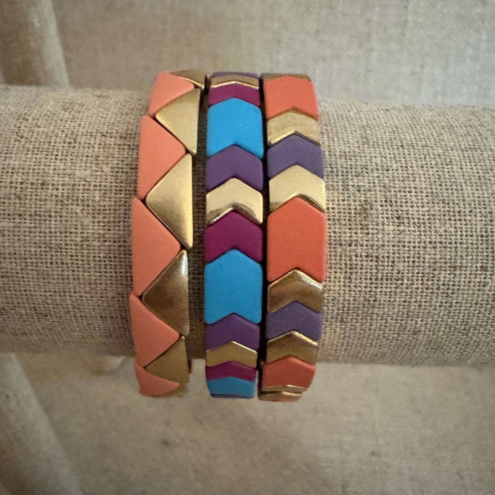 Vibrant Chevron Stretch Bracelet Trio